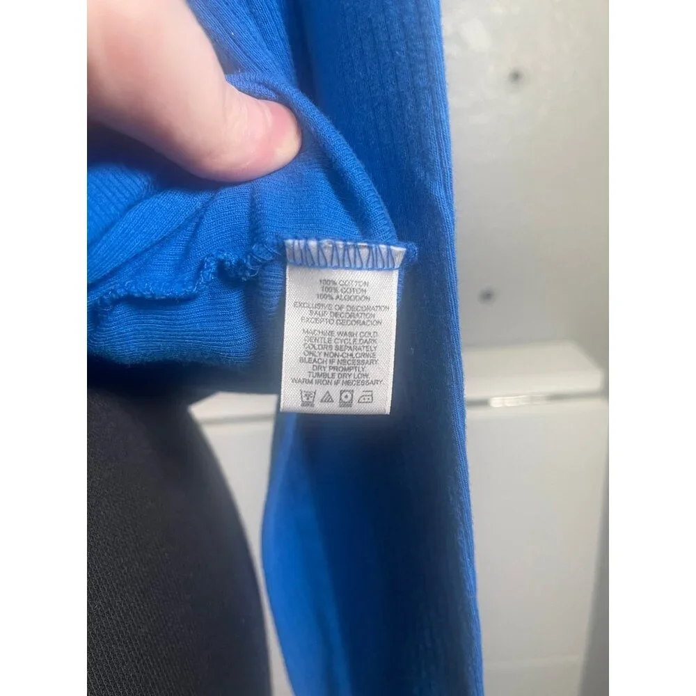 Michael Michael Kors Womens Size Small Ribbed Pullover Top Blue Long Sleeve - Picture 9 of 9